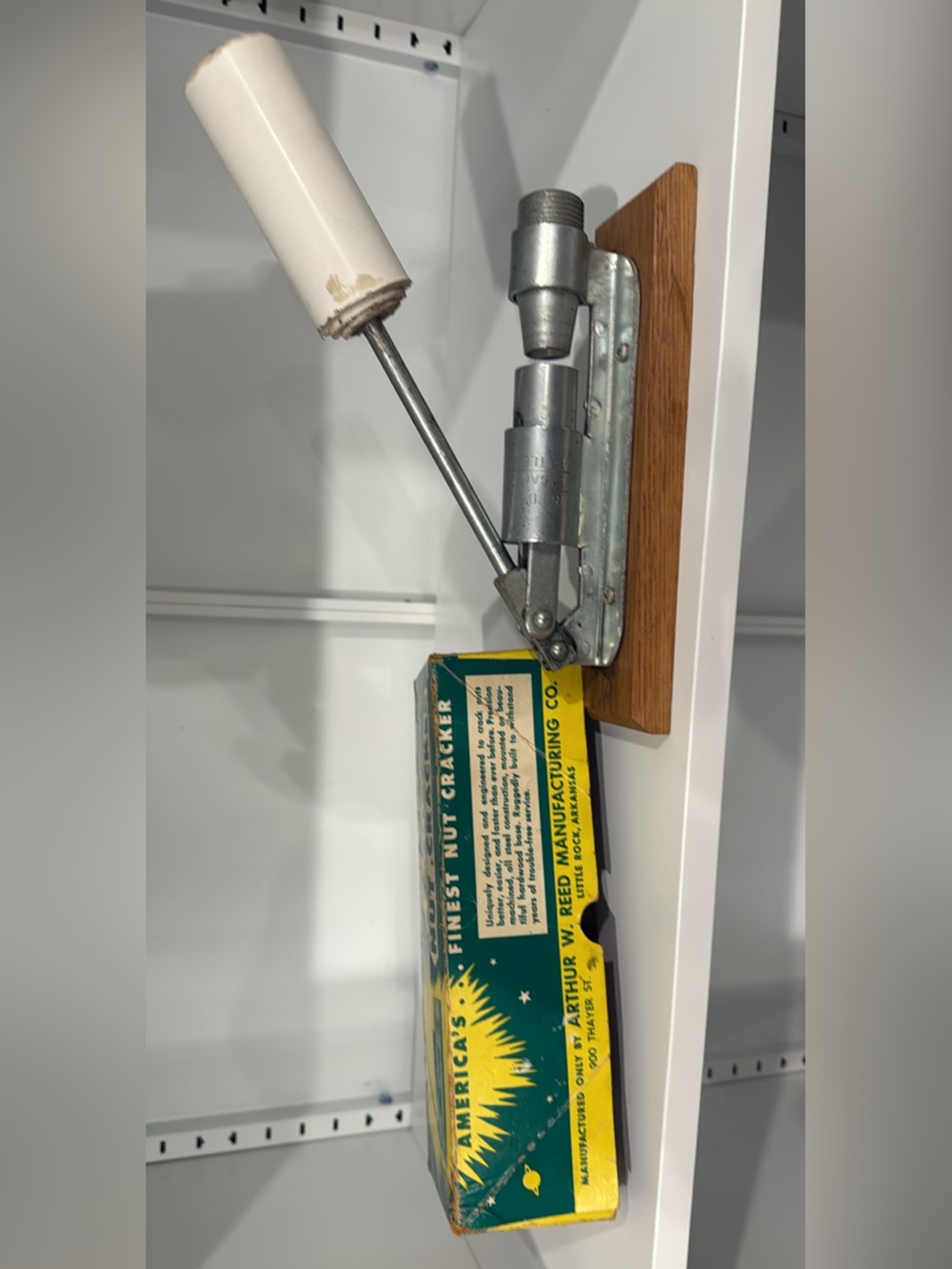 Vintage Nut Cracker Lever - White Handle
